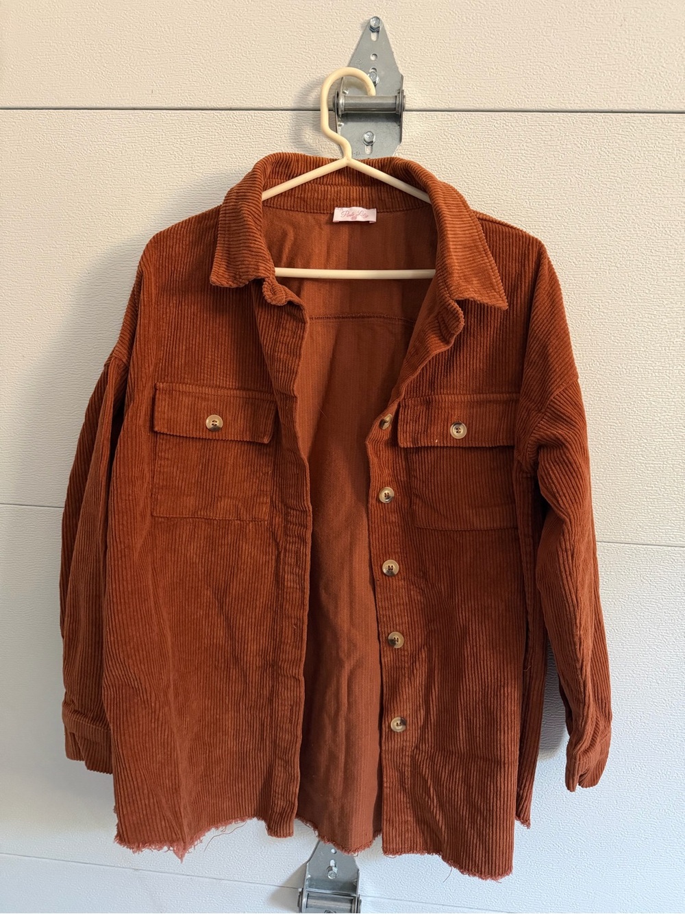 Pink Lily Rust Corduroy Button-Up Shacket